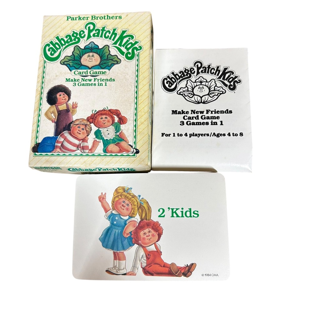 Vintage 1984 Cabbage Patch Kids Card Game Parker Brothers 3 Games in 1 No. 0774